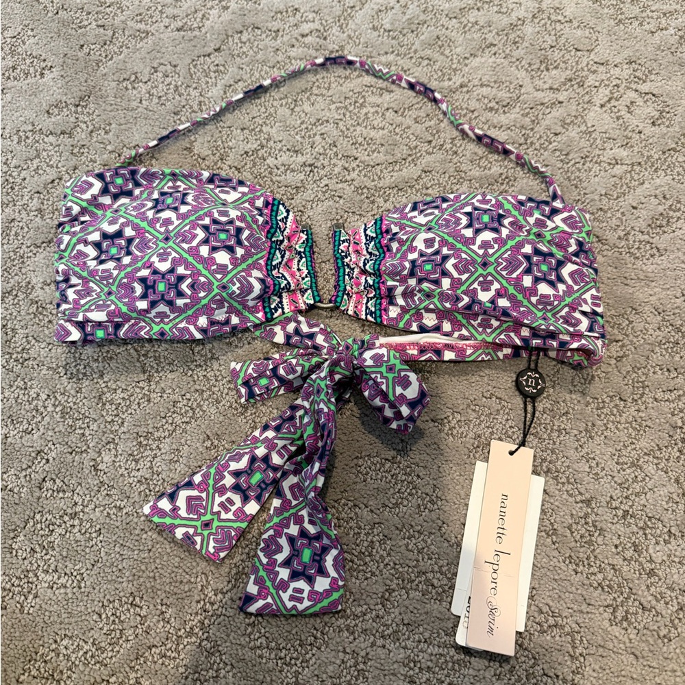 Nanette Lepore Multicolor Geometric Bikini Top